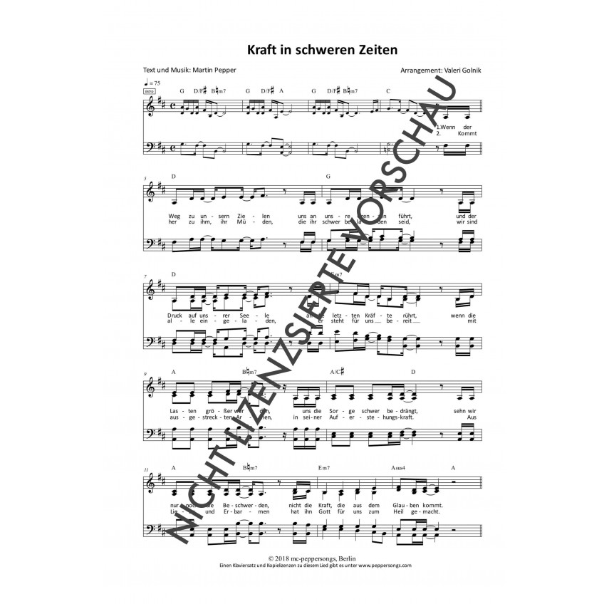 Kraft in schweren Zeiten SATB Chorversion